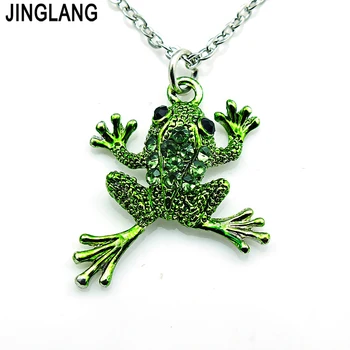 

JINGLANG Fashion Pendants Necklace Link Chain Dangle Floating Crystal Frog Necklace For Men Jewelry