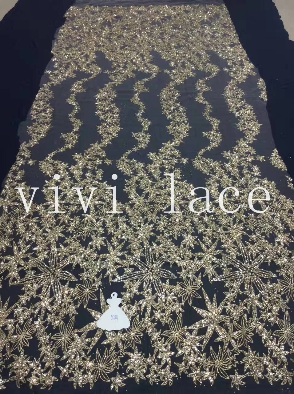 

HD381 champagne gold dobby glued glitter branch sparkle african india net mesh tulle for wedding/evening dress