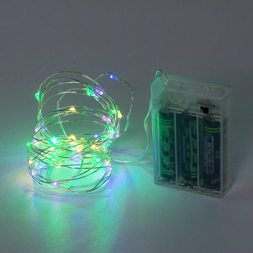 RGB Copper Wire tape Holiday String lighting outdoor Fairy Christmas Tree 3AA transparent