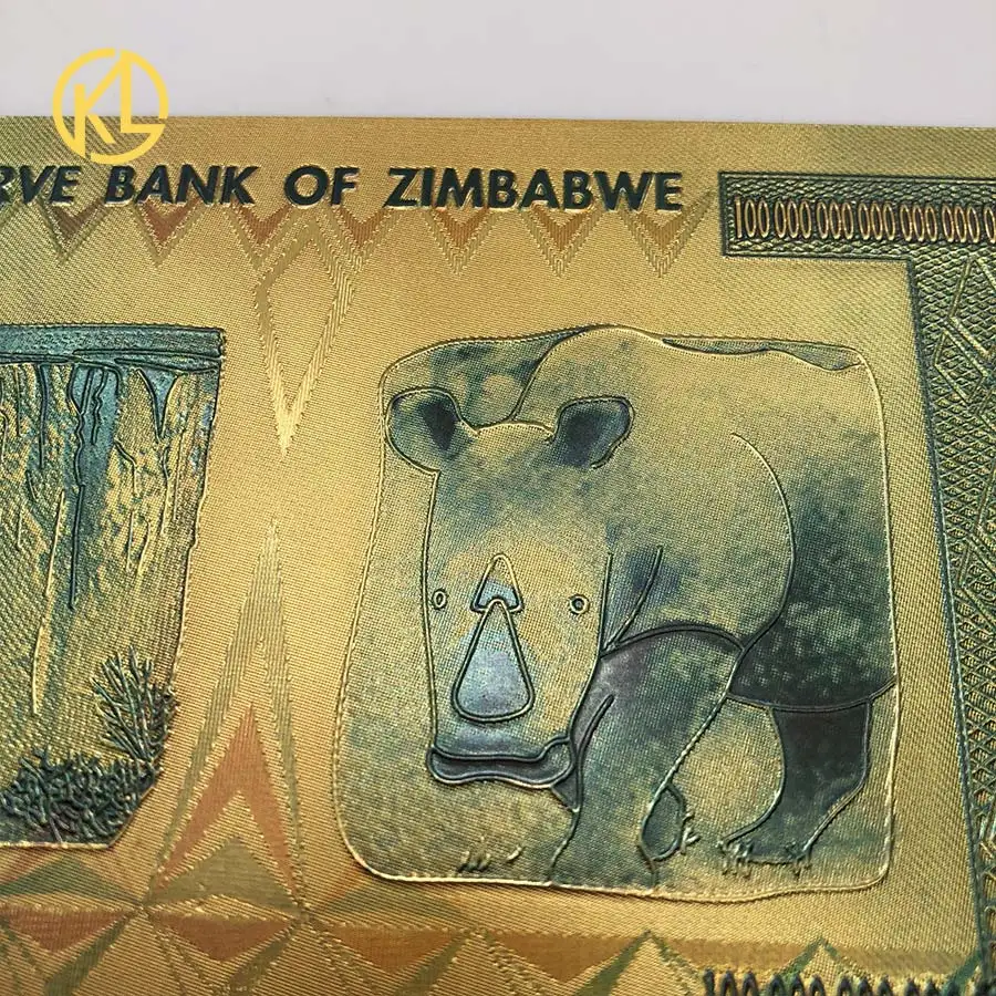 100 шт-1000 шт носорог сто куинтилон долларов Zimbabwe Виа 24K золото банкнота для сувениров и коллекционных подарков