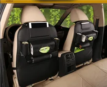 Dongzhen 1PCS Back Seat Leather Storage Bag Car Organizer Drink Holder Tissue Box for Car Phone Pocket Bag