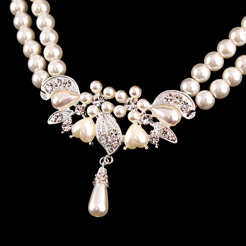 Комплект из колье и серёг с искусственным жемчугом|simulated pearl jewelry set|pearl setdrop earrings set