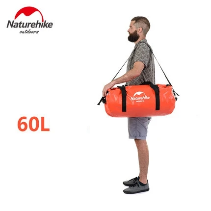Naturehike Водонепроницаемая сухая сумка Спортивная одежда для плавания на лодках, кемпинга и каякинга черный красный сухой мешок высококачественный морской класс - Цвет: 60L Orange
