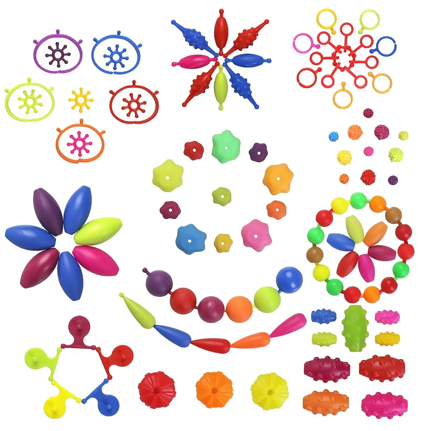 530 PCS Pop Arty Beads Snap Together Beads Creative DIY Toys for Girls Toddlers Jewelry Set for 5,6,7,8 Year Old