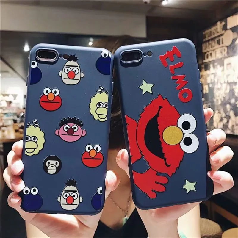 

Elmo Cookie Monsters Puppet Case For iPhone XS Max XR X Cute Couple Soft Silicone TPU Phone Covers For iPhone 6 6S 7 8 Plus Case