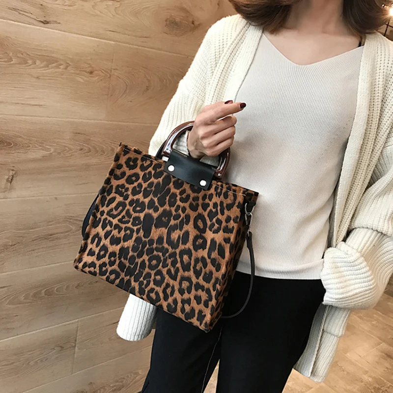 

Leopard Women Handbags Big Capacity PU Leather Females Handbags Fashion Leopard Women Messenger Bags Handle Tote Bags For Women