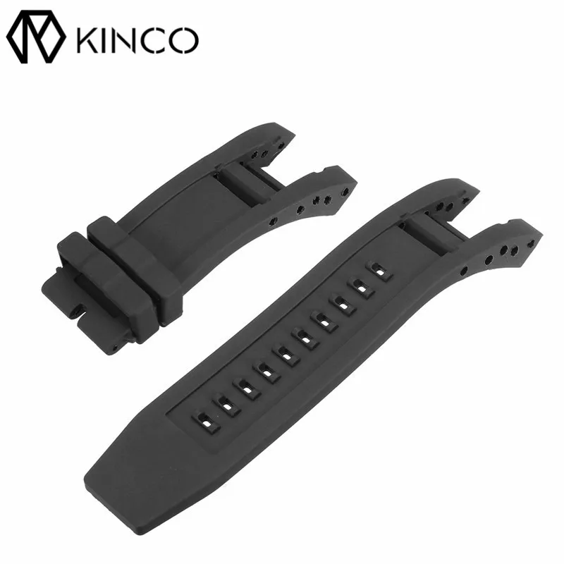 

KINCO Soft Rubber Black Length 135/80mm Bands Wristbands Strap for Invicta Subaqua Noma IV Noma 4, 32mm lugs Smart Watches