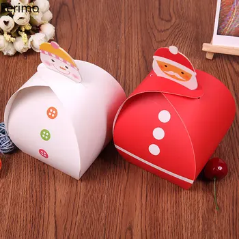 

Ferimo 10pcs Red/White Christmas Apple Candy Gift Packaging Box Party Favor Boxes Large Paper christmas box