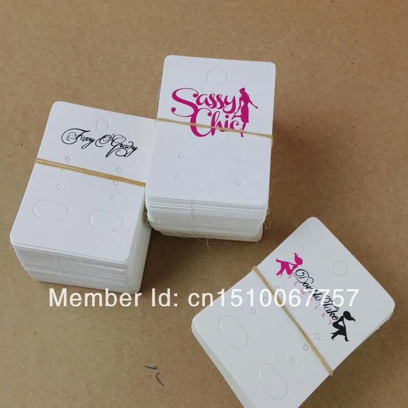 2000 шт Мода 6,5x5 см белая карточка бирка для серёжек если Пользовательский логотип только один цвет