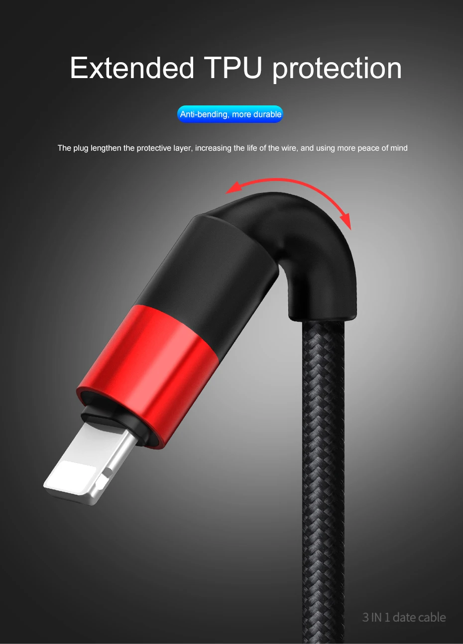 HOCO 3 в 1 USB кабель для iPhone Micro usb type C зарядный кабель для samsung зарядный кабель Micro USB C шнур для мобильного телефона