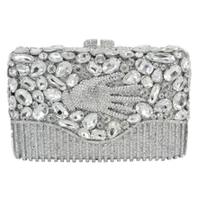 Neueste Mode Luxus Abendtasche Palm Designer Diamant Kristall Kupplungen Geldbörse für Prom Tasche Gold Braut Handtasche SC446