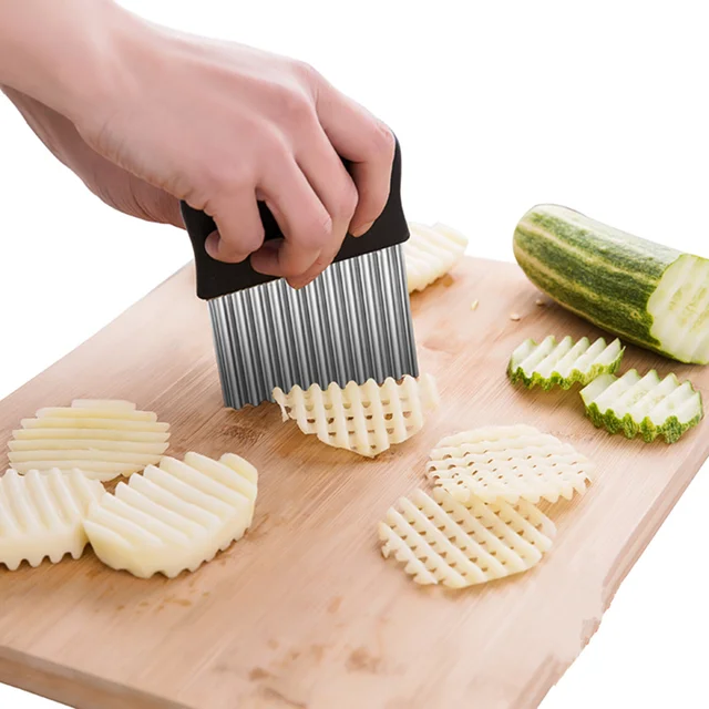 Stainless steel Potato Chip Dough Crinkle Wavy Cutter knife Vegetable