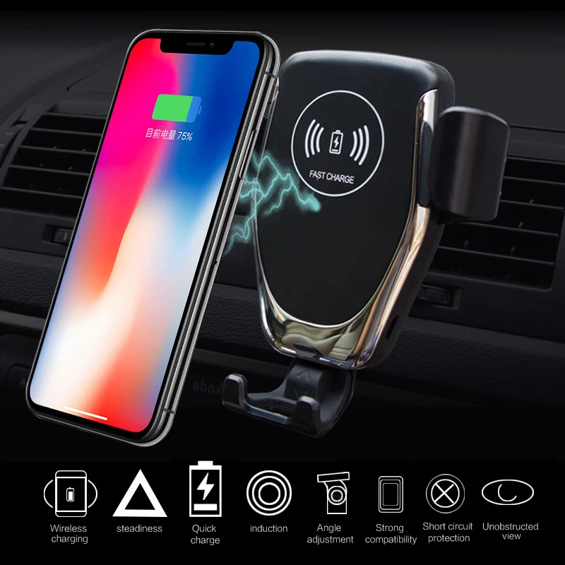 Для iPhone XS Max X XR 8 автомобильное беспроводное зарядное устройство Qi быстрая