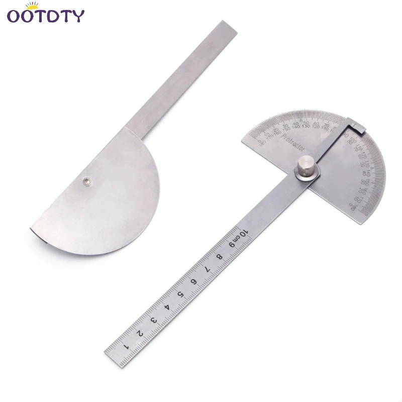  Stainless Steel Round Head 180 degree Protractor Angle Finder Rotary Measuring Ruler Machinist Tool