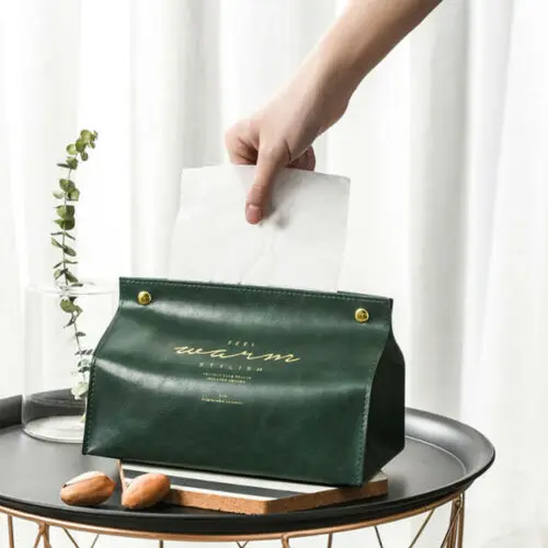 Classical leather Wedding Room Car Sofa Hotel Decorative Tissue Box Napkin Paper Holder Cover Tissue Case Desktop Organizer