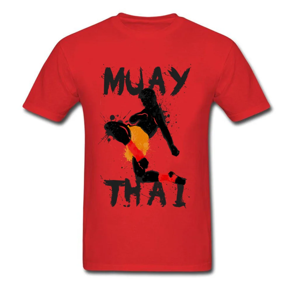 Geek Muay Thai Fighter Men Top T-shirts New Arrival Summer Short Sleeve Crewneck 100% Cotton Tees Design Tee-Shirts Muay Thai Fighter red