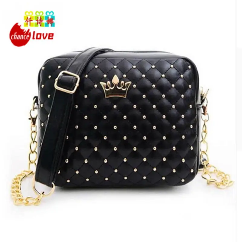 2016 Hot Sale Women Pu Zipper Rivet Crossbody Women Bag
