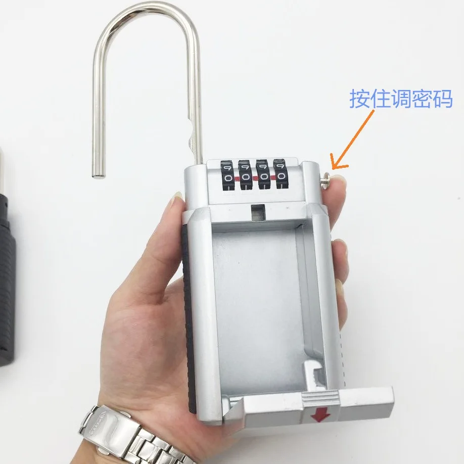 Silver 4 Digit Combination Password Safety Key Box Lock Padlock Storage Keys Organizer Zinc Alloy