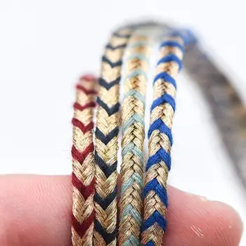 

4mm Flat Braided Gold Cord, Wholesale 1 Coil=10 Yards (FB-023)