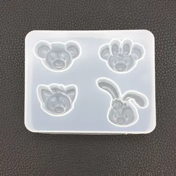 

Silicone Mold Cute Animal Head DIY Jewelry Making Tools Handmade Bear Koala Epoxy Resin Crafts Molds Rabbit Fondant Cake Decor