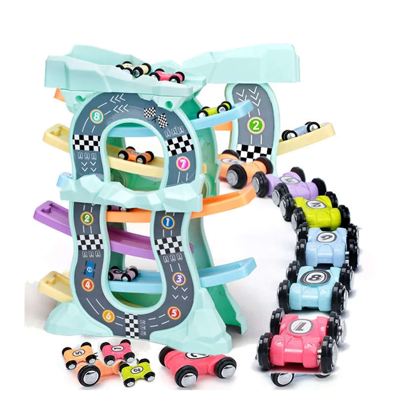 Гоночные игрушечные модели автомобилей для детей рампа гонщик железная дорога с планерами маленький автомобиль игрушка для мальчиков подарки на день рождения детей - Цвет: Upgraded version