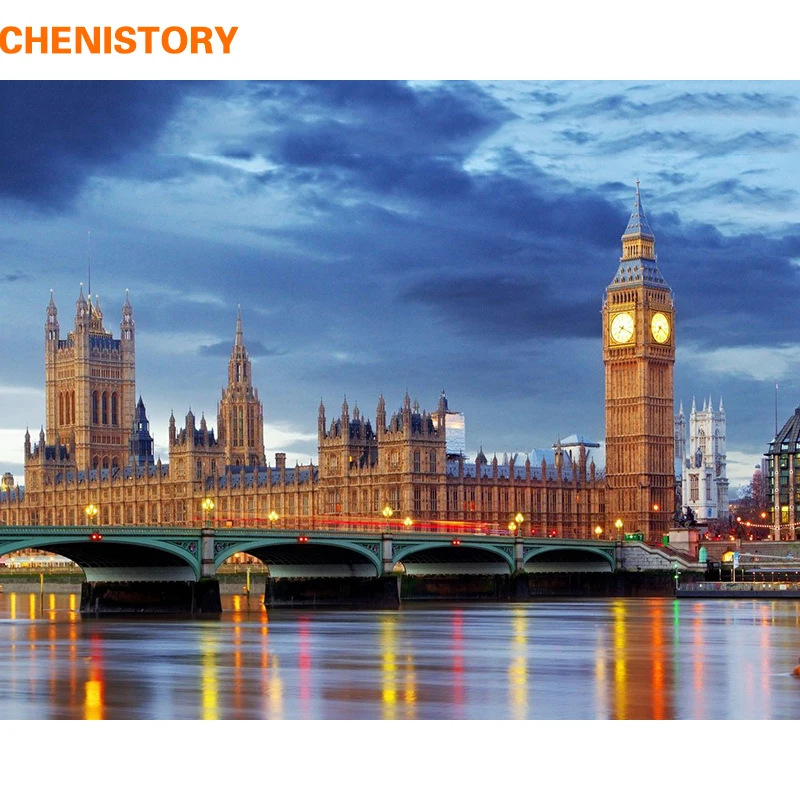 

CHENISTORY Big Ben Modern Landscape DIY Painting By Numbers Drawing On Canvas Wall Art Picture For Living Room Decoration 40x50