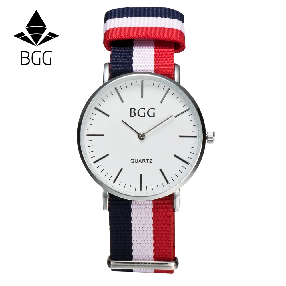 Luxury BGG Watch Multicolor Stripe Nylon Fabric Canvas Sports