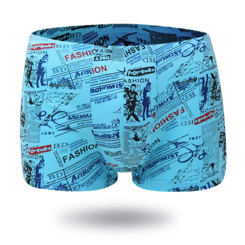 

New Men Cotton Fashion Male Underwear Boxers Plus Size Middle-Waist Underpants Knitting Breathable Elasticity U convex Boxers