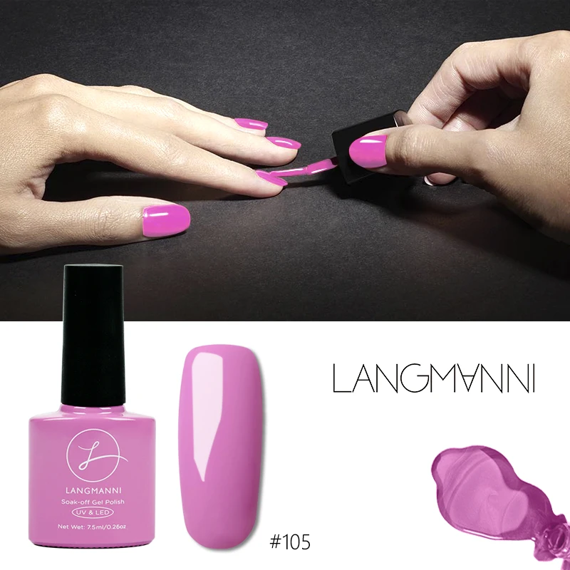

New Pro Brand 7.5ml Nail Gel Polish High Quality Nail Art Salon Tips Hot Sale Color Soak off Organic UV LED Nail Gel LANGMANNI