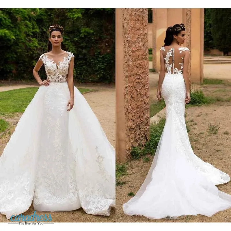 2017 árabe vestidos de novia de encaje sheer crew neck sobrefaldas milla  nova con desmontable tren illusion volver vestidos de novia jardín|bridal  gown|wedding dresswedding dresses wedding dresses - AliExpress