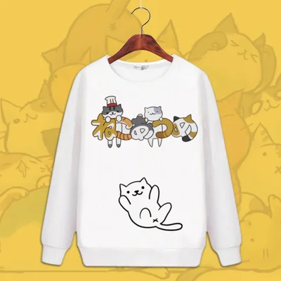 Модные костюмы для косплея Neko Atsume, толстовки с капюшоном и длинными рукавами, рисунок милой кошки, топы, зимние толстовки - Цвет: 7