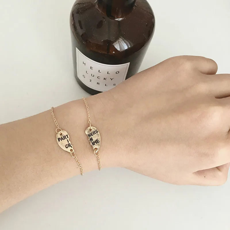 

Europe Style Partners In Crime Letter Hearts Alloy Friendship Bracelets Jewelry Friendship Gifts To Best Friend