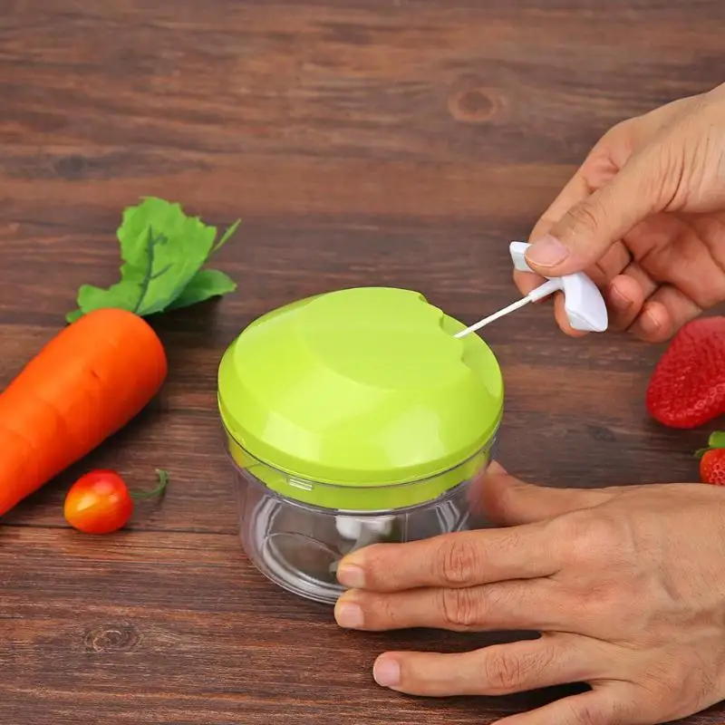 

Manual Household Vegetable Chopper Shredder Food Processor Meat Machine Manual Drawstring Mini Cutting Machine Green