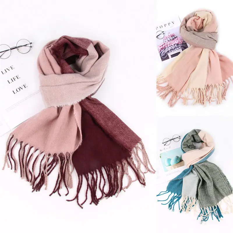  Women Ladies Patchwork Scarf Tassel Wrap Shawls Headband Soft Shawl Long women's scarves handkerchi