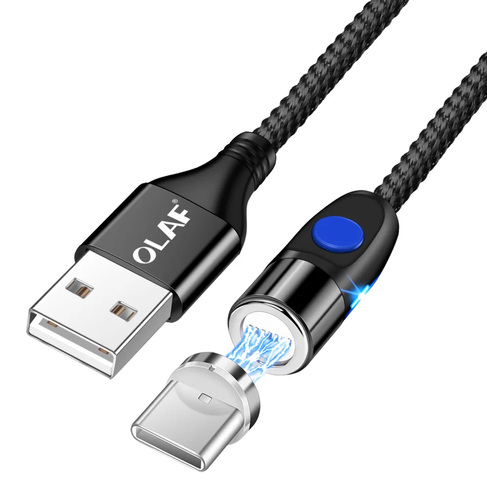 Магнитный кабель Олаф 1 м 2 м 3 А, кабель для быстрой зарядки micro usb type c для быстрой зарядки iPhone 3,0, магнитный кабель USB c type-C
