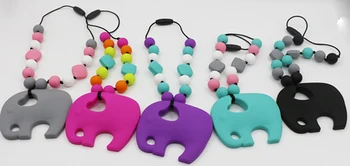 

Min order $8 (Mix order) Mix Color Elephant Teething Necklace for Babies Silicone Teethers Mother Necklaces Baby BPA Free