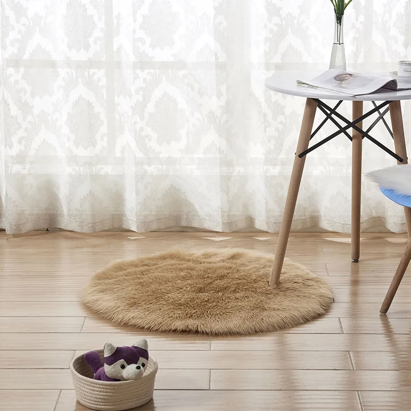 

White cushion sheepskin cat tapete faux fur seat cover small size area rug thicken long fur soft carpet plush rug