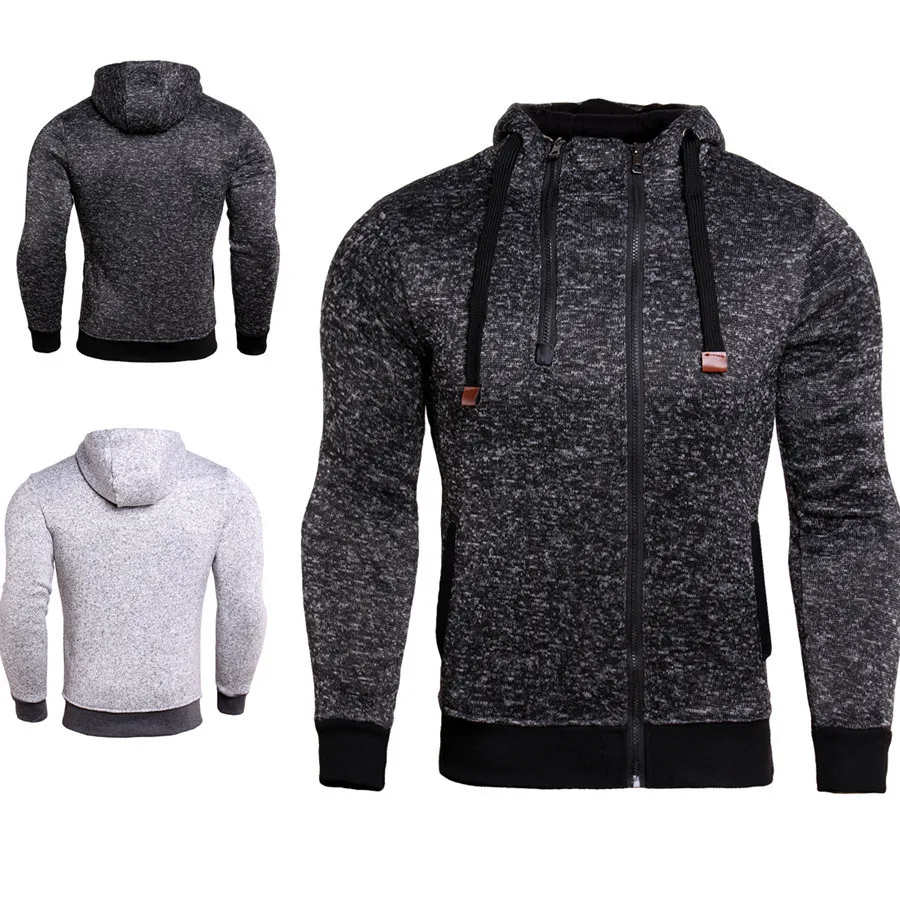 Men Trainning Exercise Velvet Hooded Sweaters Running Jacket