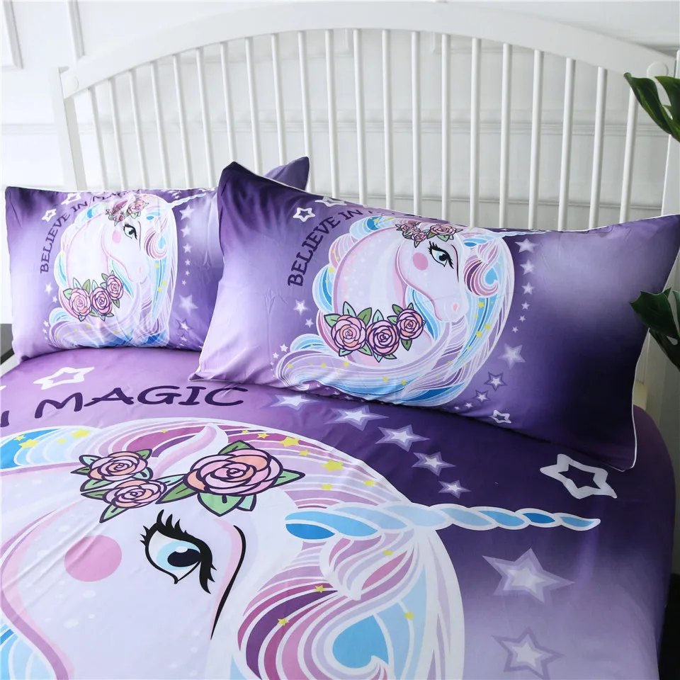 Unicorn Rose Floral Bedding Set -Unicorn Fashion