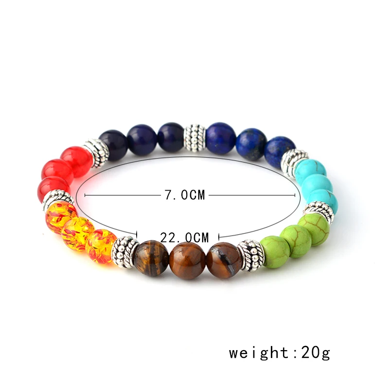 Женский разноцветный браслет из натурального камня с 7 чакрами|natural stone bracelet|bead
