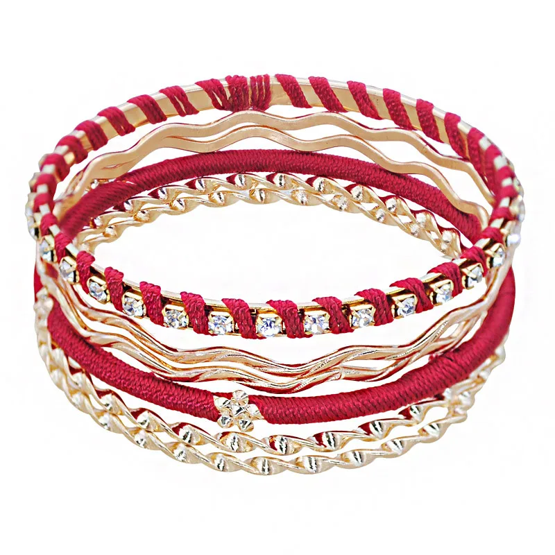 K's Gadgets Red Cuff Bracelet Bangles For Women Fashion Crystal Gold