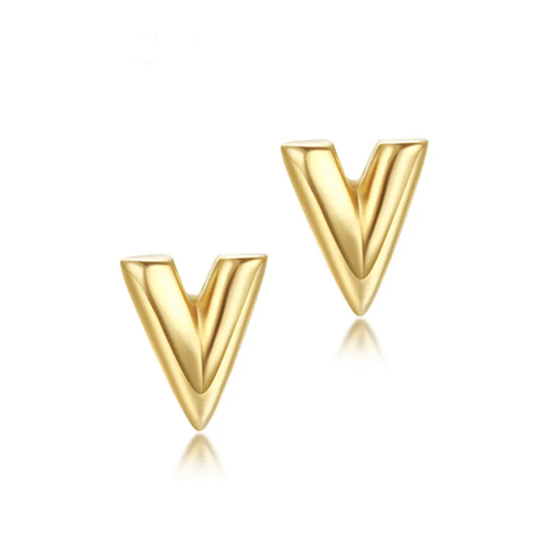 

VOJEFEN 10k Gold Initial Earrings Initials Stud Earrings Jewelry Fashion Unisex V Shape Stud Earrings Gold Jewelry Making