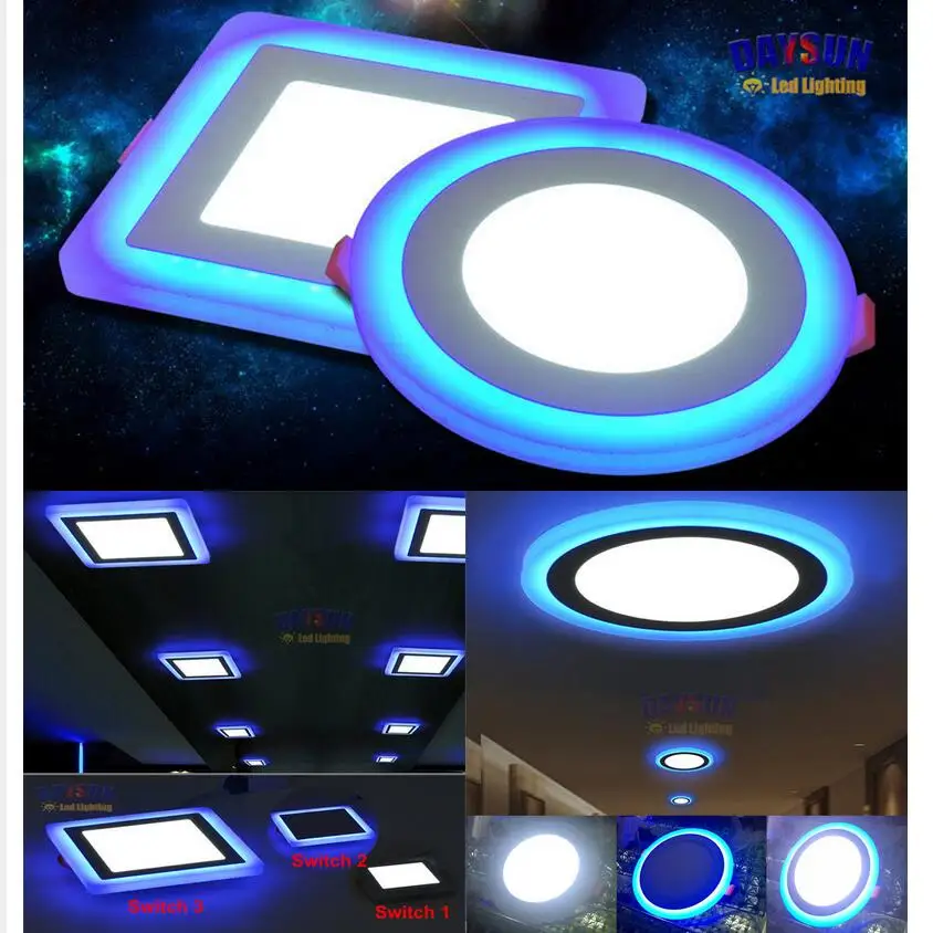 

Superbright Led Ceiling Light Ultrabright Down Lamp Recessed Led Panel Lamp AC85 - 265V 3 Models Dual Color Acrylic Round/Square