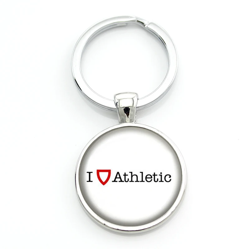 

JWEIJIAO New I Love Athletics glass gem key chain ring holder new minimalist style sports lover women men keychain jewelry SP185