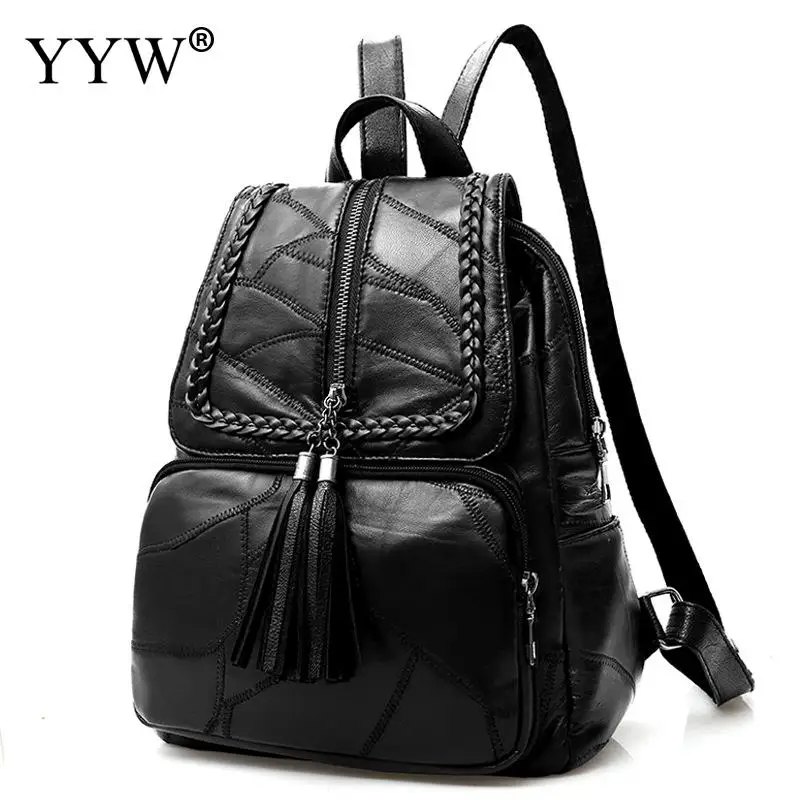 

Women Backpack Bags Black Rucksack Knapsack PU Leather School Teenager Girl Shoulder Fashion Leisure 2019 Design Backpacks Solid