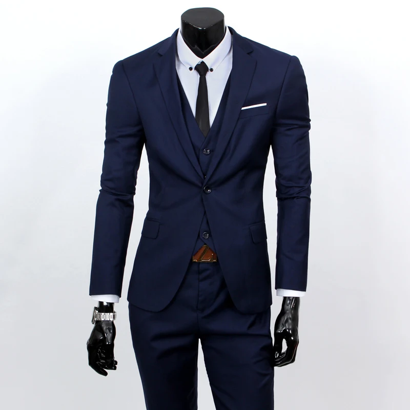 Мужской Стройный деловой костюм из 3 предметов, состоящий из куртки, жилета и брюк. Элегантный, доступен в различных однотонных цветах S 3XL
