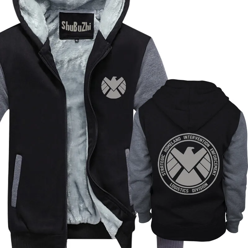 

Marvel Agents of S.H.I.E.L.D. Shield hoody men cotton thick jacket Movie Tops Cosplay Costume FASHION hoodies winter coat