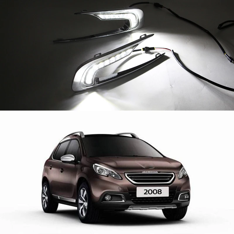 Car Flashing 1 Set For Peugeot 2008 2014 2015 LED DRL Daytime Running