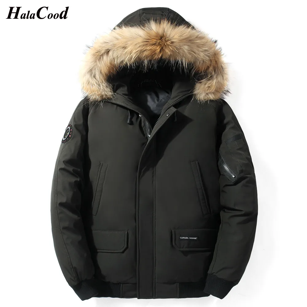 

HALACOOD Fashion Fur Hooded Duck Down Jackets Men Warm High Quality Windproof Down Coats Male Casual Winter Outerwer Down Parkas