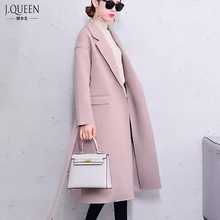 Woolen coat Women 2016 winter coat women long women’s outerwear warm loose plus size overcoat waist bandage slim long
